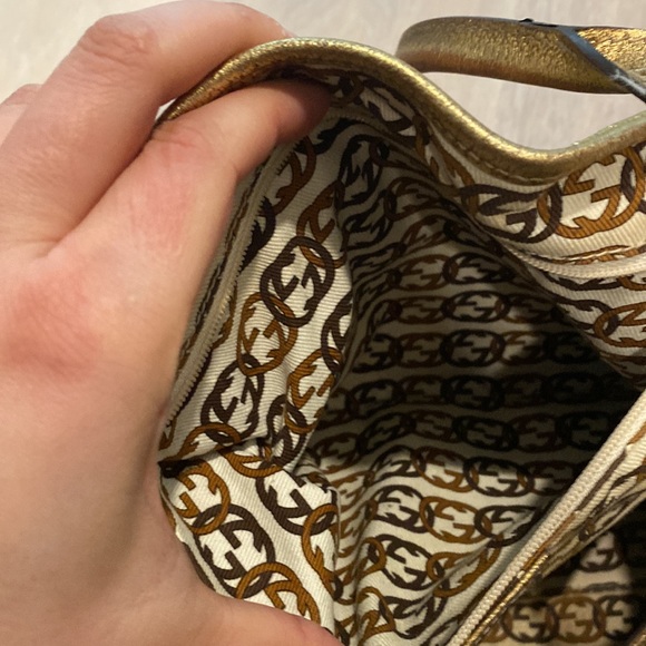 Gucci Princy GG Monogram Gold Canvas Leather Tote Cute Bow Damaged (Authentic) - Picture 13 of 14